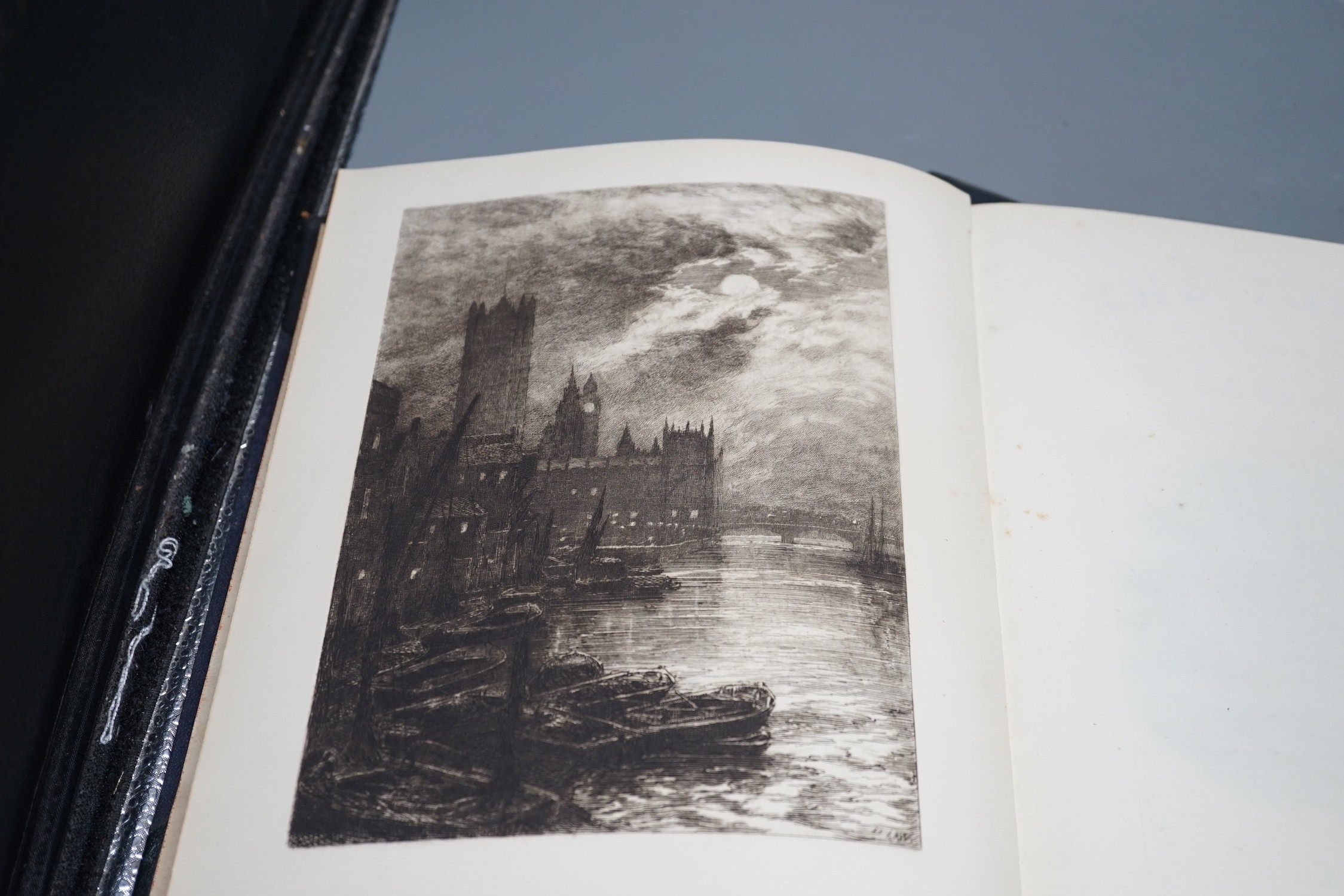 Armstrong, Walker - The Thames: from its rise to the Nore. 2 vols. pictorial engraved and printed titles, etched frontispieces, other engraved plates, num. text illus. and 2 maps (outline colour); binder's half morocco a